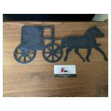 Metal horse and buggy wall decor