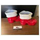 Ceramic santa boot planters