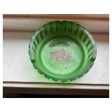 Green glass Oklahoma ash tray