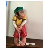 Vintage chalkware like monkey golfing