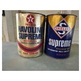Cardboard Texaco and Skelly oil cans