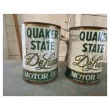 Metal Quaker State oil cans