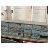 Vintage metal bolt bin and hardware