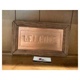 Wooden and copper Welcome decor