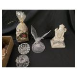 Assorted candles, figurines, book ends and