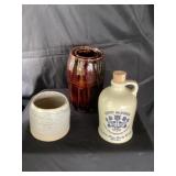 Assorted pottery And whiskey jug
