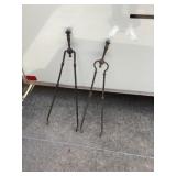 Vintage cast-iron fire tongs