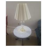 Wooden end table with marble top