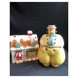 Vintage cookie jar and Christmas cottage cookie