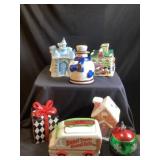 Large lot of Christmas themed cookie jars
