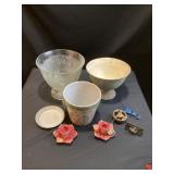Assorted bowls, pots, and miscellaneous antique