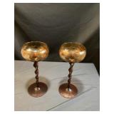 Vintage, amber twisted stem, glass art