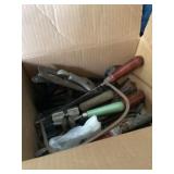 Box of miscellaneous tools, saws, etc.