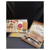 Vintage button machine and wood burning kit