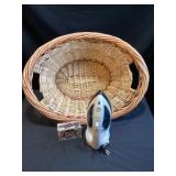 Panasonic Iron with wicker laundry basket and b