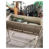 Vintage wicker planter with contents