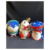 3- Christmas cookie jars please note middle one