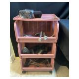 Rolling cart with shoe spreaders and other shoe