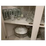 Assorted glassware plates, baskets, cake, plate,