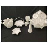 Assorted milk glass