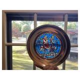 Vintage Christmas stained glass plate