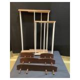 Two drying racks and wooden shelf