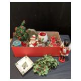Box of miscellaneous Christmas items