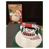 Christmas bath rug set and wall decor