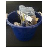 Plastic tote of assorted items