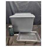 Tote with ball jars & misc