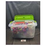 Sterilite tote with ornaments