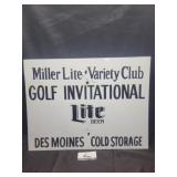Tin Miller lite golf sponsor sign