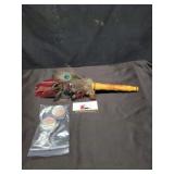 Feather fan with red flame boxelder handle