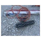 Rope, garage organizer, jumper cables