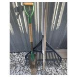 Rakes and shovel