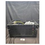 Crate with kettles & misc