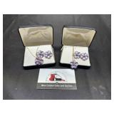 Purple flower necklace and earrings
