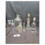 Vintage glass jars & lamps