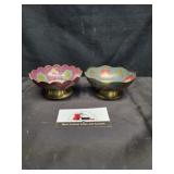 Brass peacock pedestal bowls