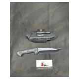 Knife with sheath, compass, light