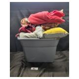Tote of blankets & pillows