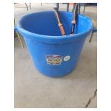 Tub with shears, hose & misc