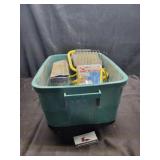 Tote with work light, tarp tie downs & tireb