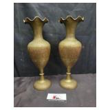 Brass etched vases