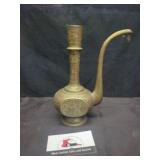 Vintage brass etched teapot