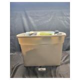 Rubbermaid tote of christmas decor
