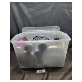 Sterilite tote with Thermos & pans