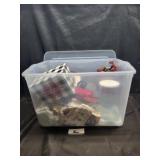 Sterilite tote with glass jars & decor