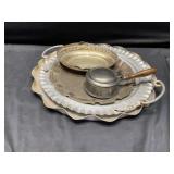 Silver like platters and misc