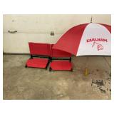Earlham stadium seats and umbrella